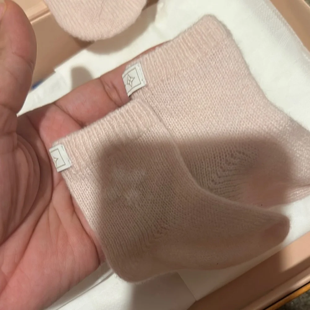 LV Pink Baby Hat, Mittens, and Socks Set - Picture 3 of 6